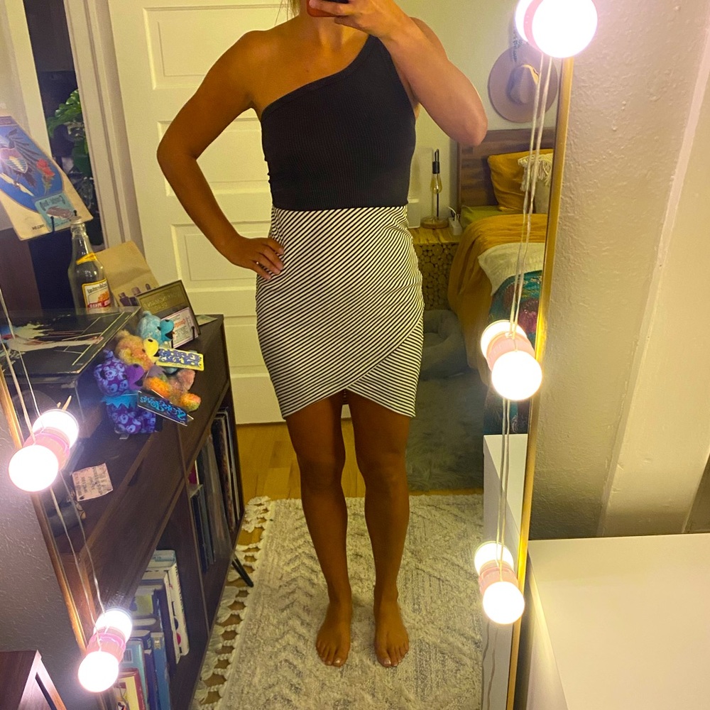 Lush Wrap Bodycon Striped Skirt